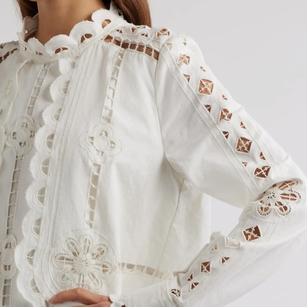 NWT Praline Eyelet Embroidered Long Sleeve Cotton Dress - Picture 12 of 13